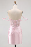 Rosa Off The Shoulder Bodycon Corset Homecoming Vestido