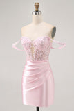 Rosa Off The Shoulder Bodycon Corset Homecoming Vestido