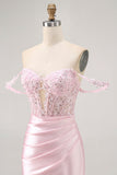 Rosa Off The Shoulder Bodycon Corset Homecoming Vestido