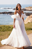 Espaguete Branco Correias Varrer Trem Uma Linha Vestido de Noiva
