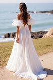 Espaguete Branco Correias Varrer Trem Uma Linha Vestido de Noiva