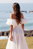 Espaguete Branco Correias Varrer Trem Uma Linha Vestido de Noiva