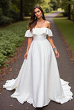 Cetim Branco De Baile/Princesa Sweep/Brush Trem Vestido de Noiva Princesa