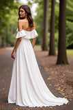 Cetim Branco De Baile/Princesa Sweep/Brush Trem Vestido de Noiva Princesa