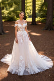 De Baile/Princesa Branco Sem Ombros Vestidos de Noiva com Renda