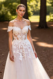 De Baile/Princesa Branco Sem Ombros Vestidos de Noiva com Renda