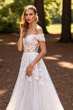 De Baile/Princesa Branco Sem Ombros Vestidos de Noiva com Renda