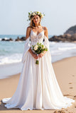 Branco De Baile/Princesa Sweep/Brush Trem Vestidos de Noiva com Renda