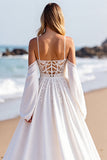 Branco De Baile/Princesa Sweep/Brush Trem Vestidos de Noiva com Renda