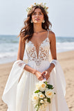 Branco Chiffon De Baile/Princesa Vestido de Noiva Princesa com Renda
