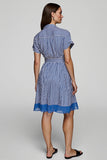 Azul Linha-A Chiffon Mangas Curtas Mini Vestido Trabalho