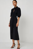 Preto A Line Keyhole Vestido Semi Formal com Sash