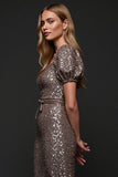 Sparkly cinza escuro Sequins bodycon vestido de férias com babados