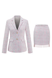 2-Piece Light Pink Tweed Homecoming Outfits com franjas