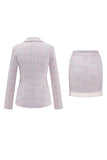 2-Piece Light Pink Tweed Homecoming Outfits com franjas