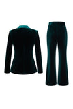 Dark Green Peak Lapela 2-Piece Velvet Double Breasted Mulheres Prom Suits