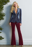 Azul Vermelho Pico Lapela 2 Peças Single Breasted Prom Suits