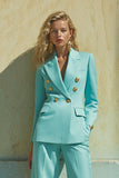 Blue Peak Lapel 2 peças mangas longas Prom ternos com bolsos