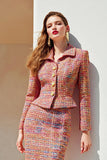 Sunset 2 Piece Tweed Single Breasted Pencil Midi Pegeant Vestidos com mangas