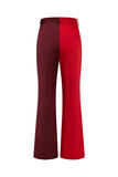 2-Piece vermelho patchwork Notched lapela mulheres ternos de baile com cinto