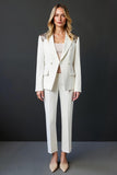 Xale Branco Brilhante Lapela 2 Peças Prom Suits com botões