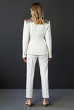 Xale Branco Brilhante Lapela 2 Peças Prom Suits com botões