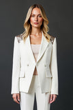 Xale Branco Brilhante Lapela 2 Peças Prom Suits com botões