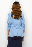 Lápis Azul Marinho 2 Peças Notched Lapela Long Business Suits com Fenda