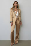 Sparkly Dark Golden Peak Lapela 2 Peças Mulheres Prom Suits