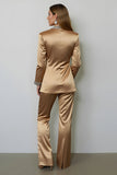 Sparkly Dark Golden Peak Lapela 2 Peças Mulheres Prom Suits