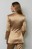 Sparkly Dark Golden Peak Lapela 2 Peças Mulheres Prom Suits