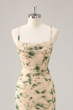 Vestido de dama de honra da sereia da flor de champanhe com fenda