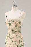 Vestido de dama de honra da sereia da flor de champanhe com fenda
