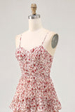 Blush Flor Uma Linha Esparguete Correias Estampado Tiered Vestido de Noiva Convidado