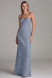 Bainha sem alças Dusty Blue Long Vestido de dama de honra