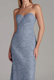 Bainha sem alças Dusty Blue Long Vestido de dama de honra