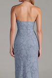 Bainha sem alças Dusty Blue Long Vestido de dama de honra