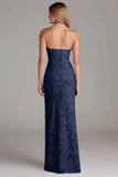 Bainha sem alças Dusty Blue Long Vestido de dama de honra