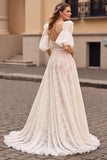 Marfim De Baile/Princesa Renda Vestidos de Noiva com Fenda