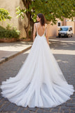 Marfim De Baile/Princesa Tule Sweep/Brush Trem Vestido de Noiva