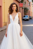 Marfim De Baile/Princesa Tule Sweep/Brush Trem Vestido de Noiva