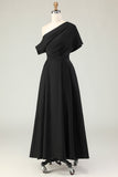 Preto Uma linha de cetim mãe do vestido da noiva com bolsos
