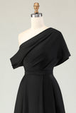 Preto Uma linha de cetim mãe do vestido da noiva com bolsos