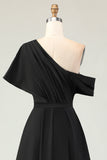 Preto Uma linha de cetim mãe do vestido da noiva com bolsos