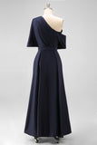 Preto Uma linha de cetim mãe do vestido da noiva com bolsos