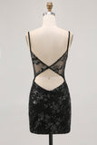 Bodycon Verde Escuro Backless Sheer Corset Homecoming Dress com Sequins