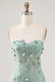 Sage Sweetheart Corset Appliqued Vestido Curto Homecoming