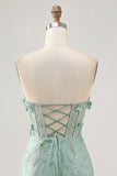Sage Sweetheart Corset Appliqued Vestido Curto Homecoming