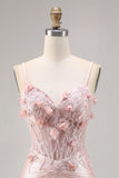Corset de cetim rosa Bodycon Homecoming Dress com apliques