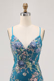 Bodycon Vestido Curto Pavão Floral Homecoming com Sequins